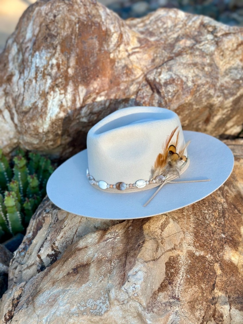 White Opal Adventurine Heishi Hat Band